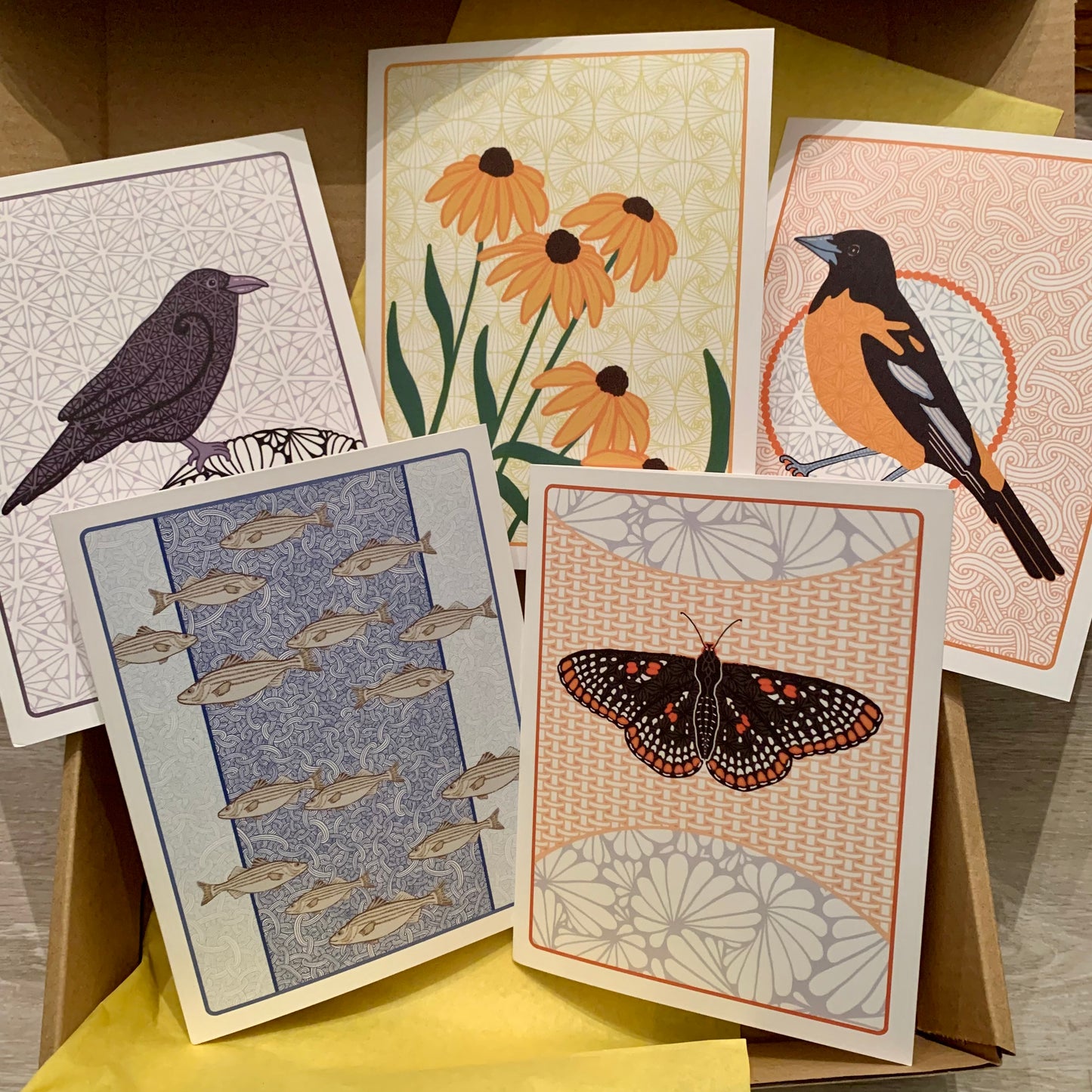 Gift Pack #3 - Blue Crab Tea Towel + Maryland Note Cards + Oriole Coasters