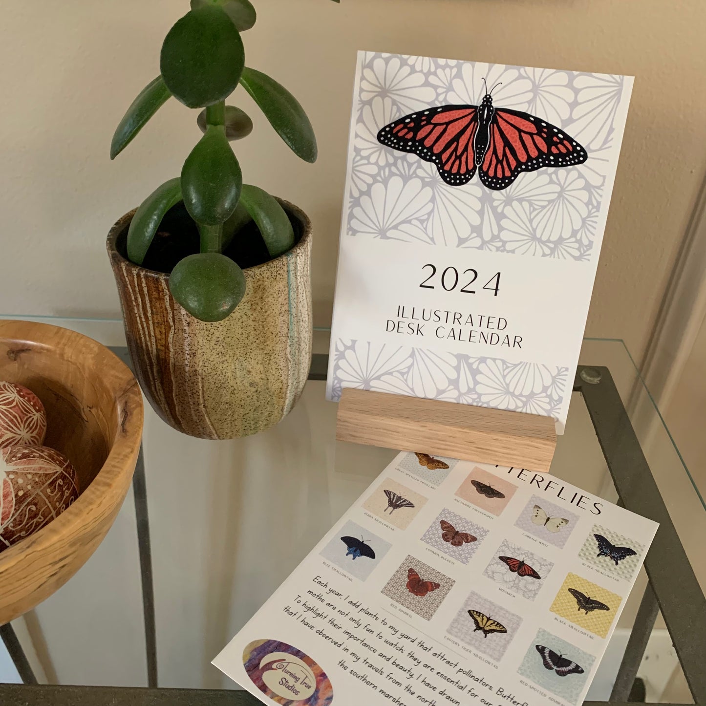 Gift Pack #1 - Butterflies 2024 Illustrated Desk Calendar + Monarch Tea Towel