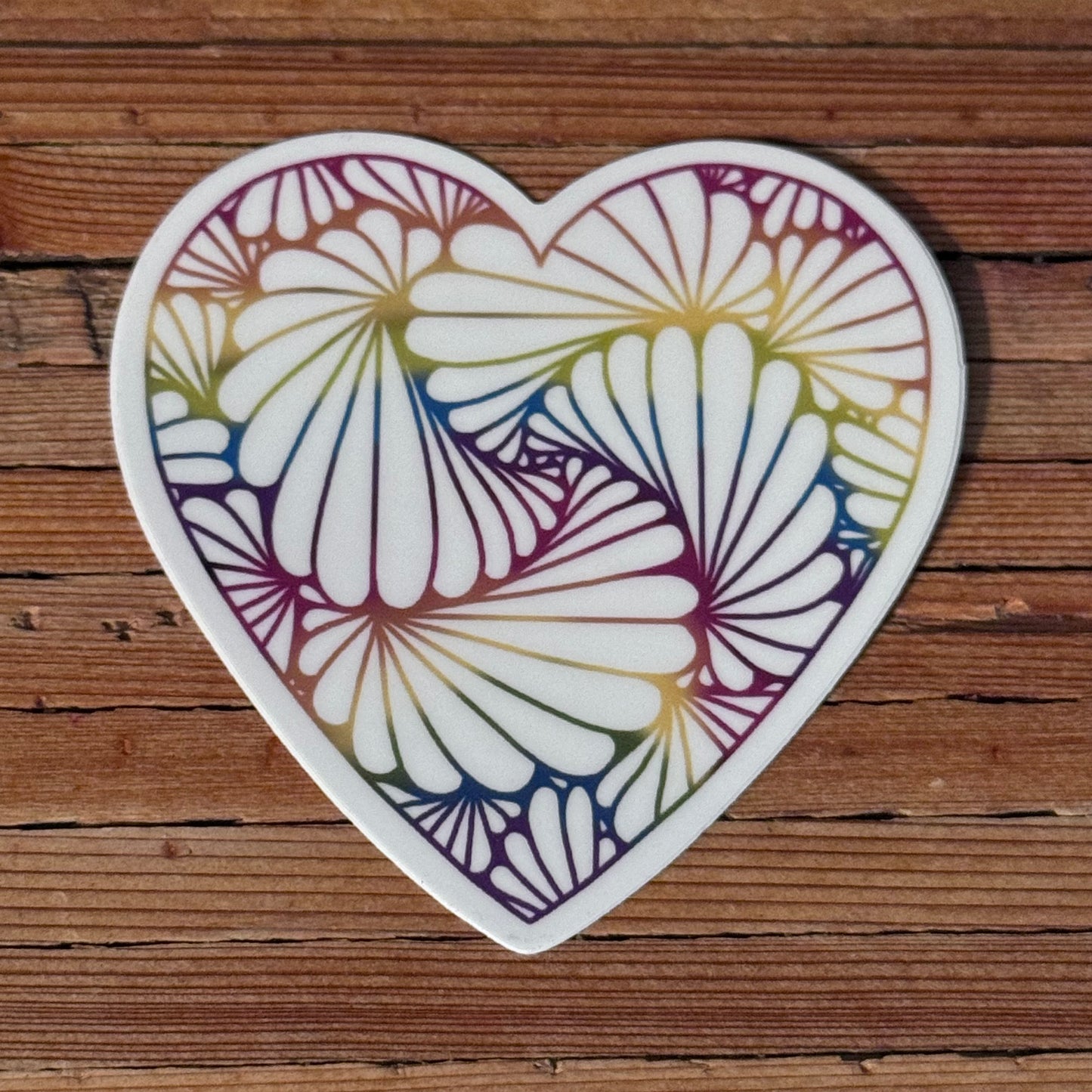 Scalloped Rainbow Hearts Sticker