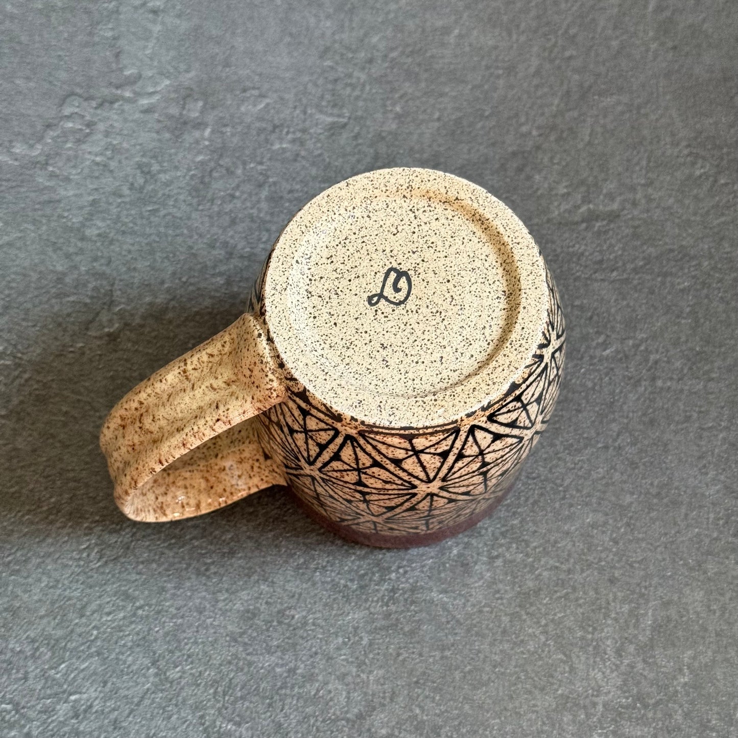 Purple Banded Geometric Mug