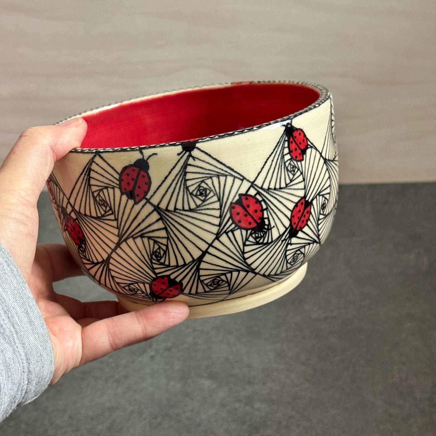 Ladybug Bowl - 6 inches x 4 inches - 36oz