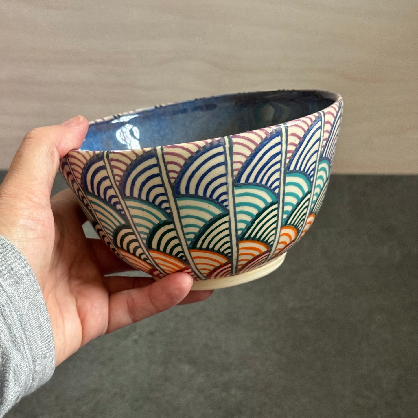 Scalloped Rainbow Tangle Bowl #2 - 5.75 inches x 3.25 inches - 22oz