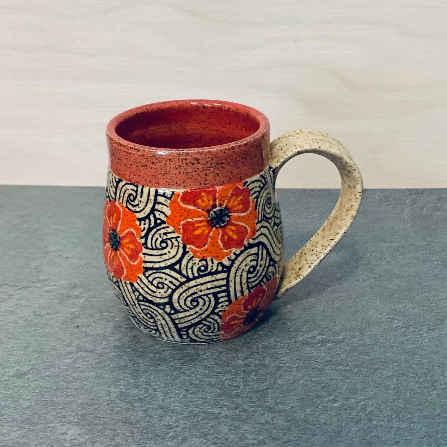Banded Red Poppy Mug