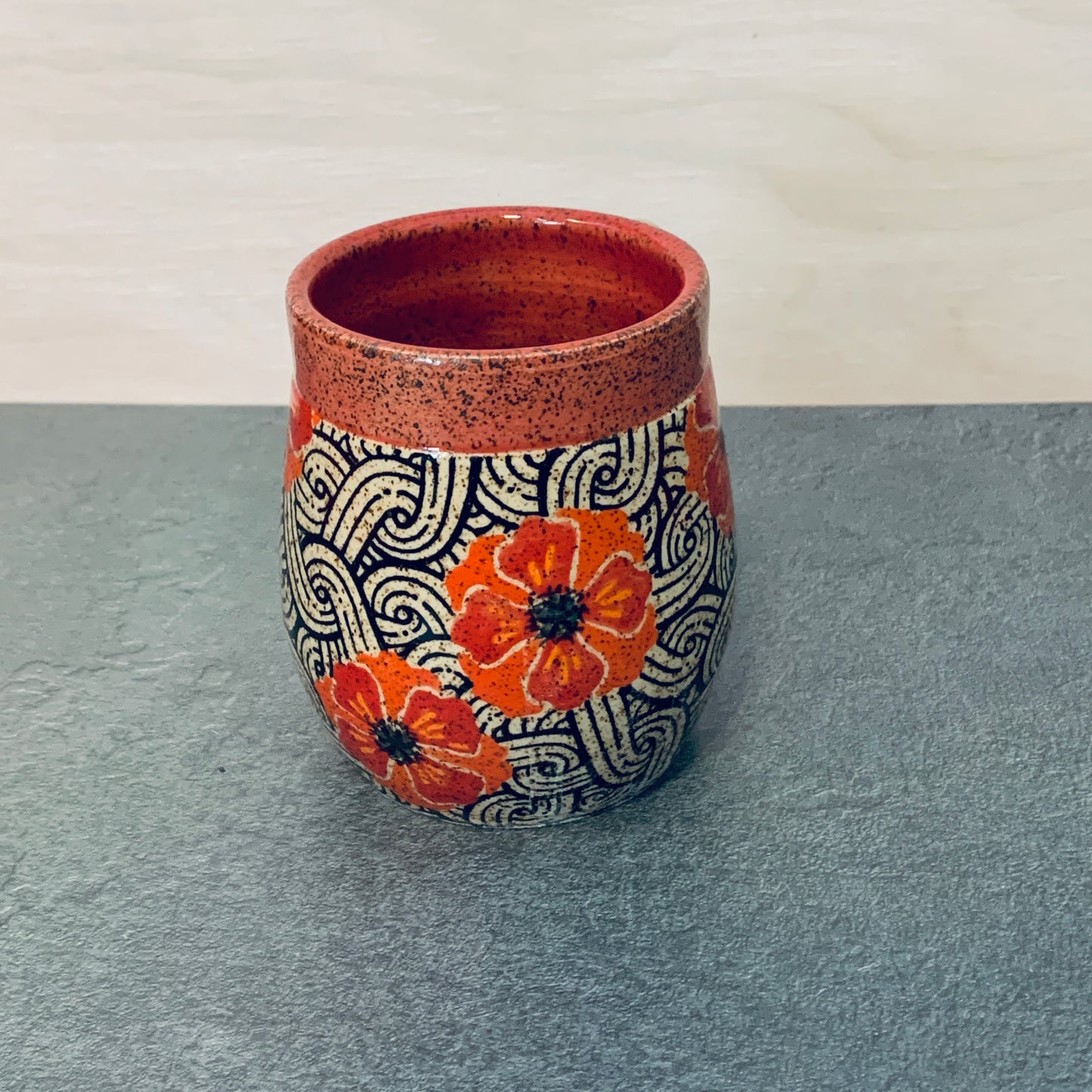 Banded Red Poppy Mug