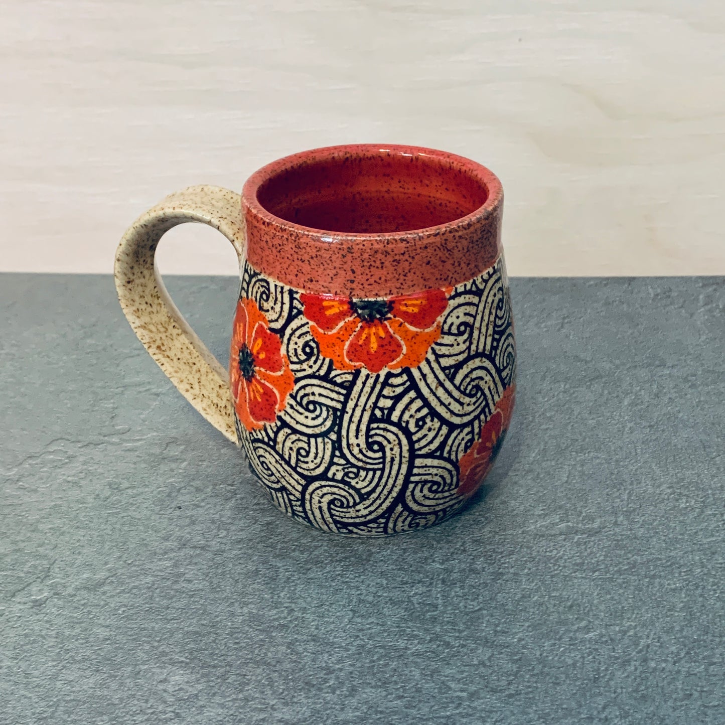 Banded Red Poppy Mug