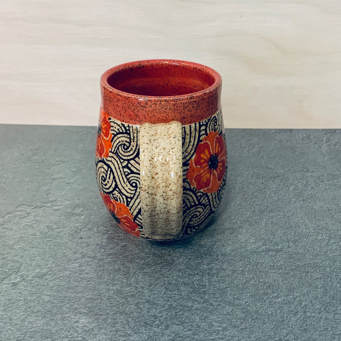 Banded Red Poppy Mug