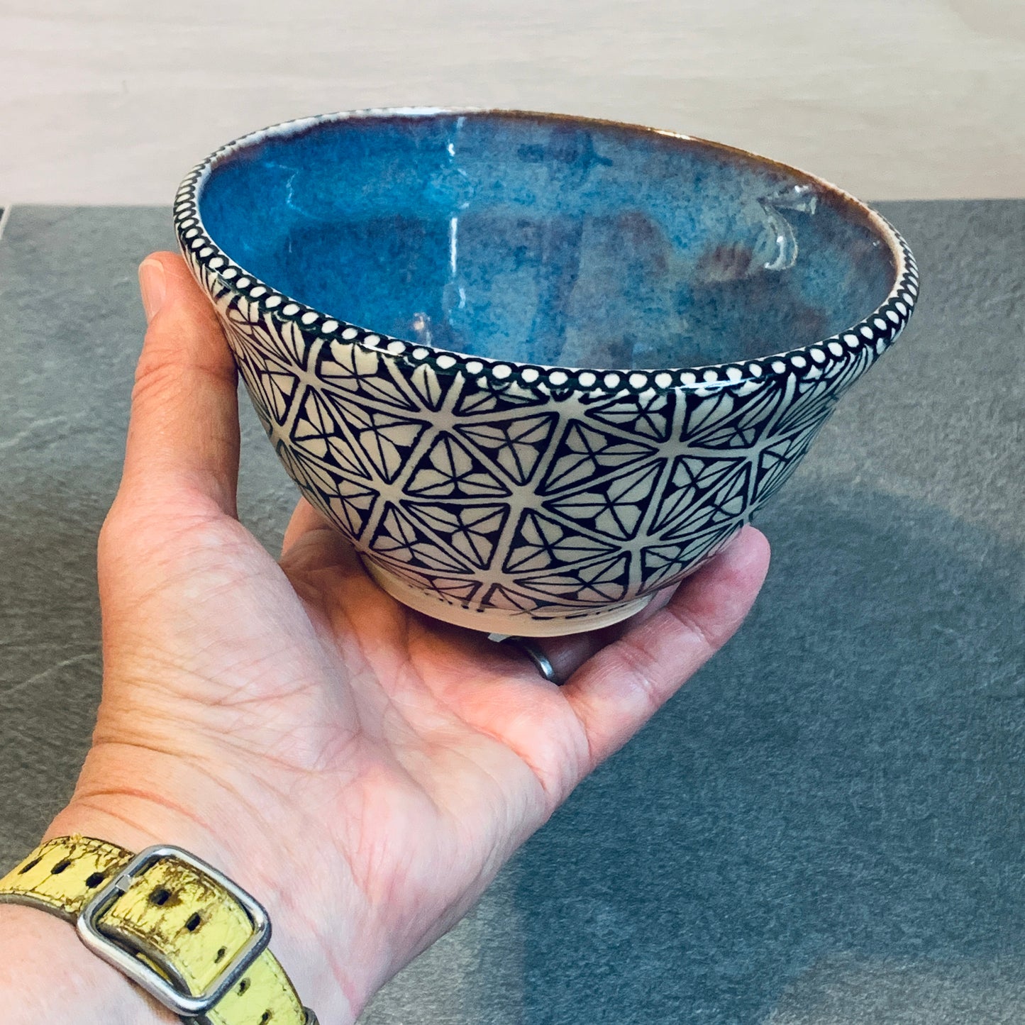 Triangled Tangled Blue Bowl