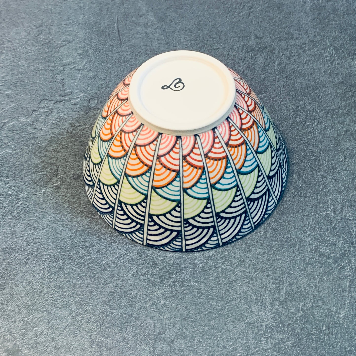 Rainbow Scalloped Tangled Bowl #1 - 6 inches x 3.25 inches - 24oz