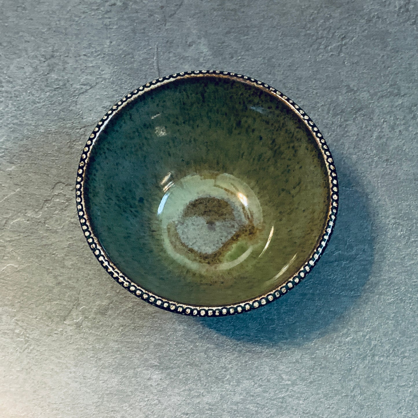 Dots and Triangles Olive Green Bowl
