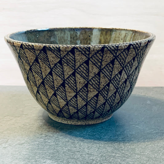 Tangled Triangles Olive Green Bowl