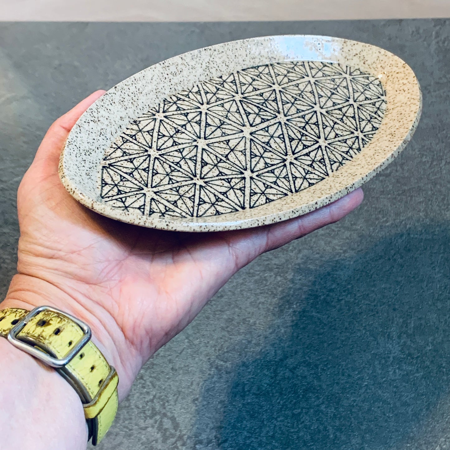 Black and Tan Geometric Tray