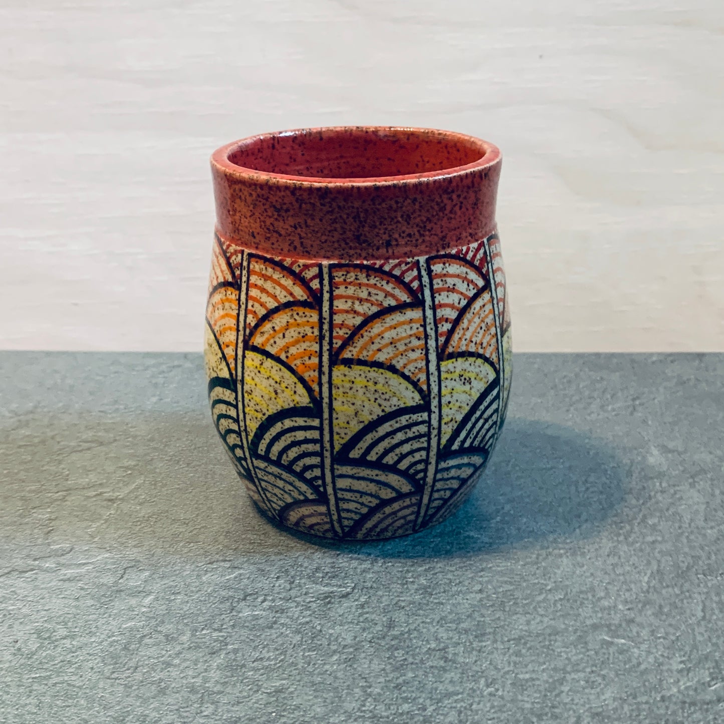 Banded Red Rainbow Scalloped Cup