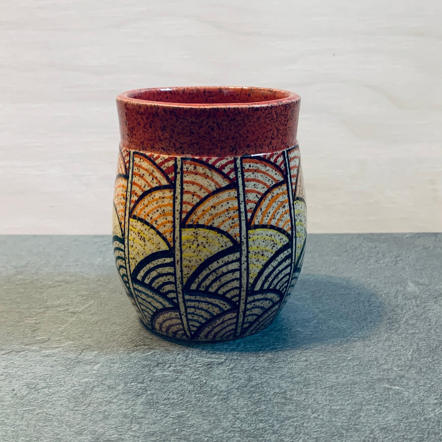 Banded Red Rainbow Scalloped Cup