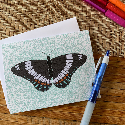 Red Spotted Admiral Butterfly Blank Note Card