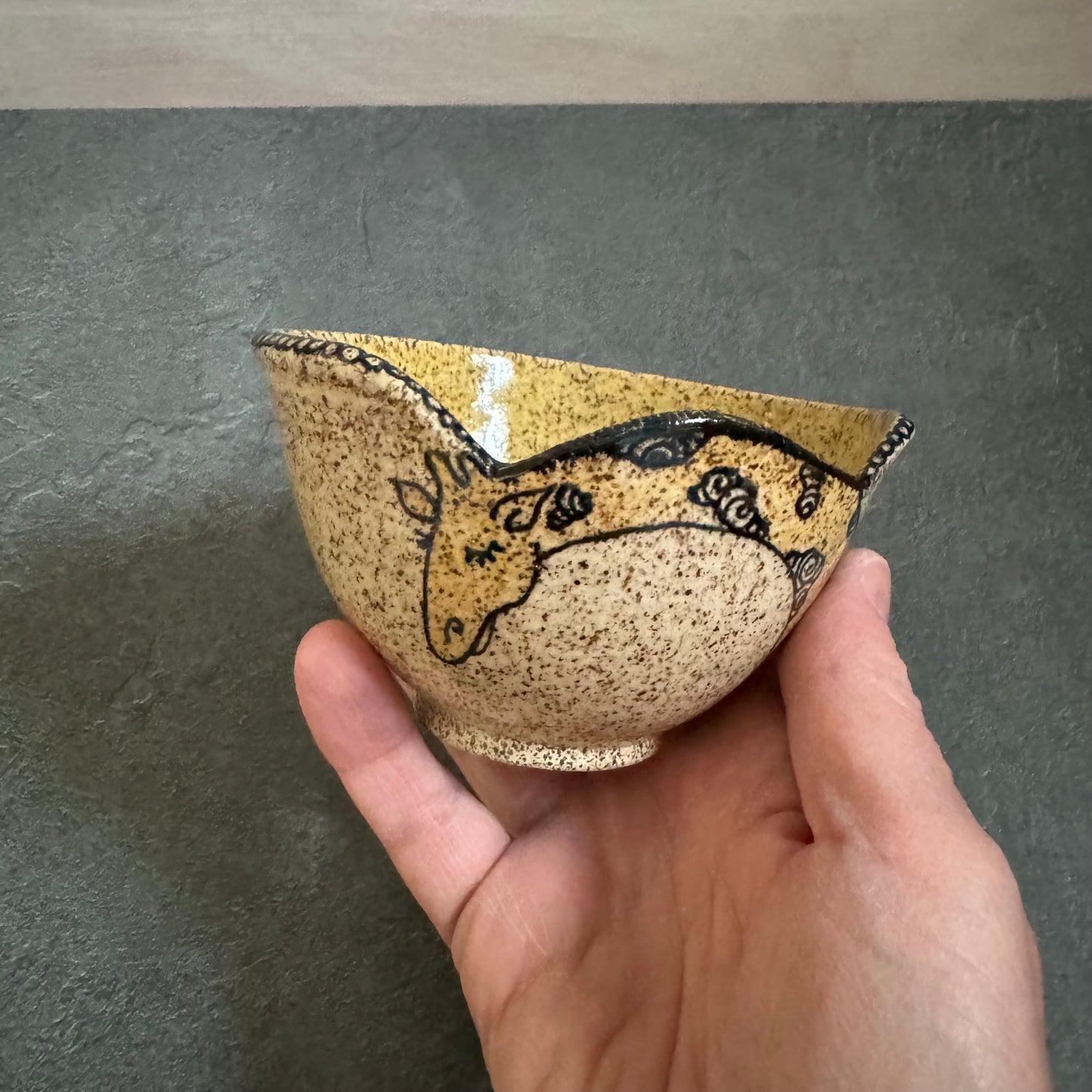 Small Carved Giraffe Bowl