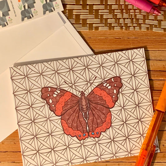 Red Admiral Butterfly Blank Note Card