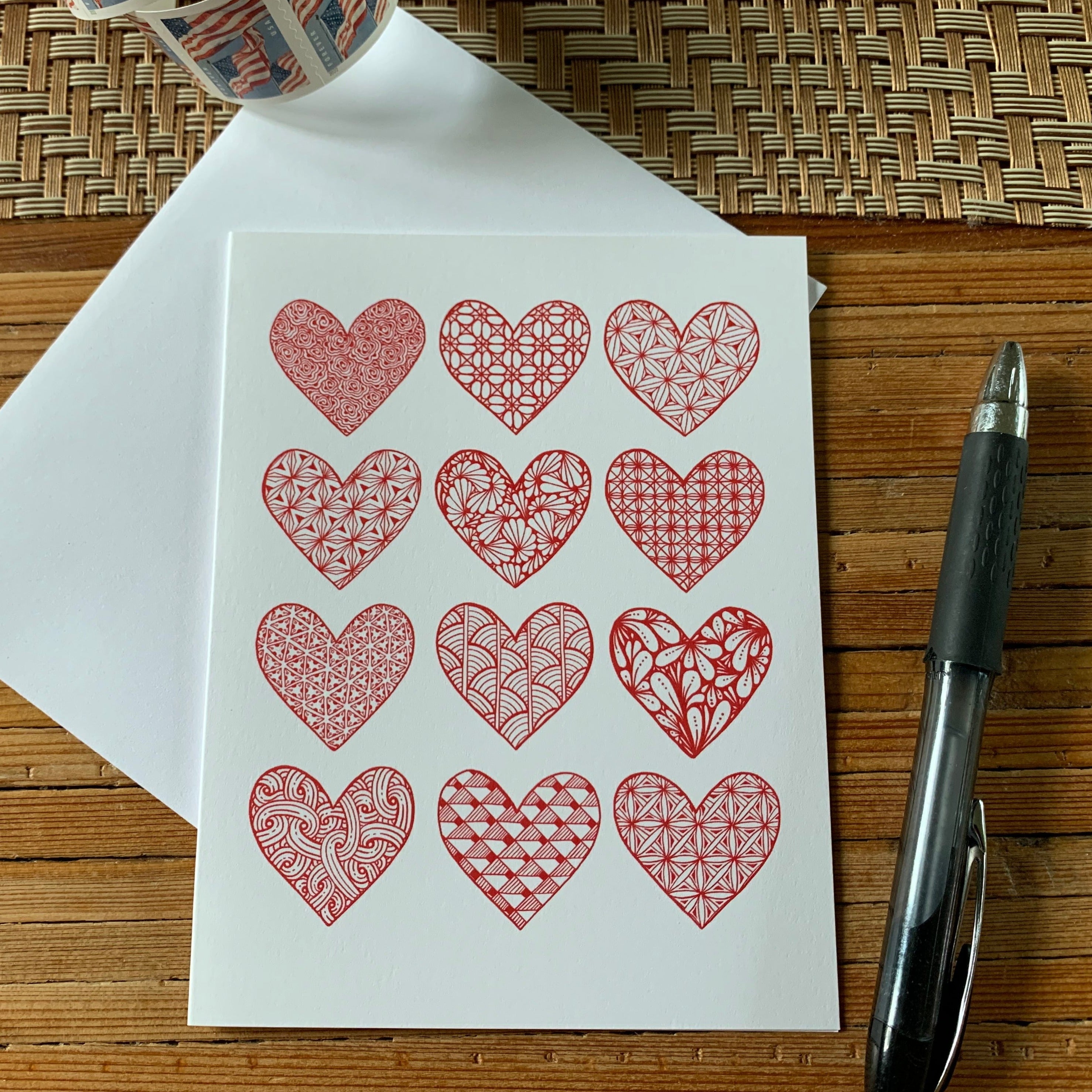 Red Heart Note Card Red Tangled Hearts Blank Note Card – Turning True Studios