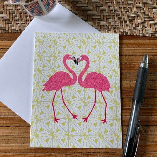 Flamingo Heart Blank Note Card