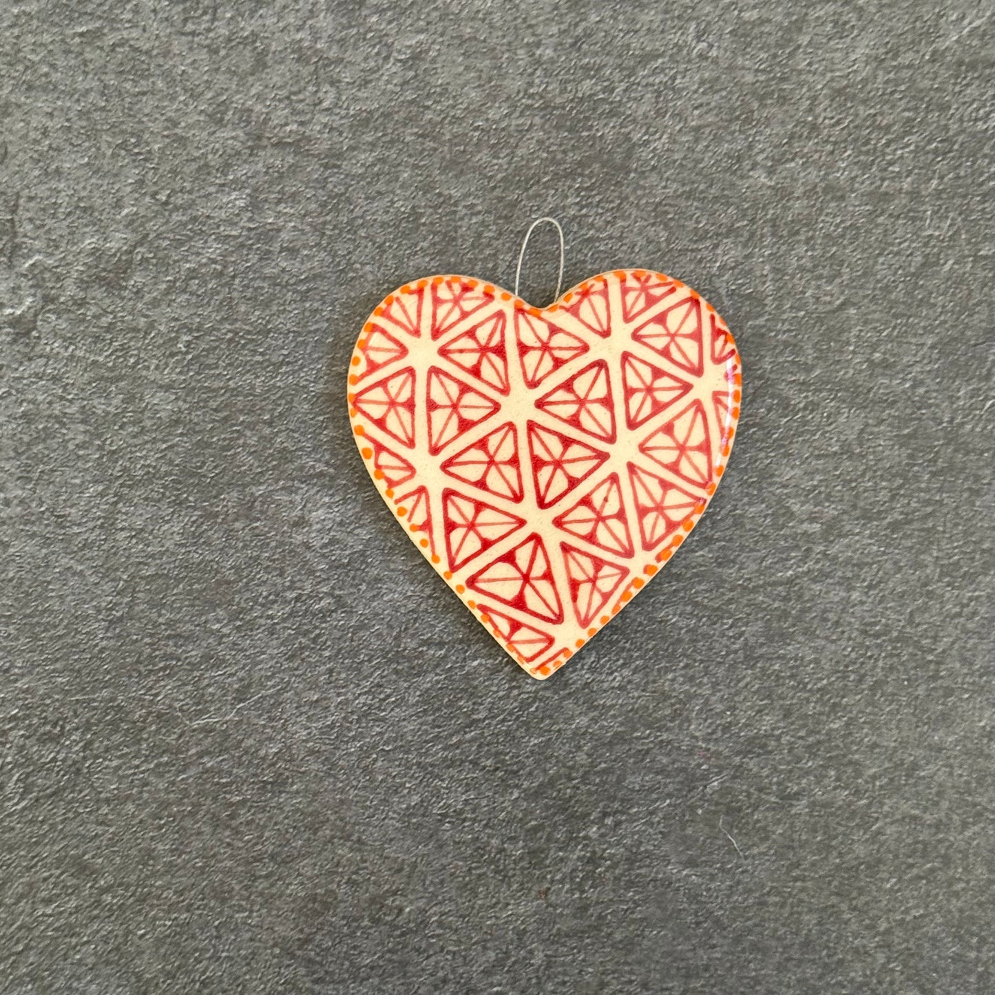 Triangles Heart Ceramic Ornament