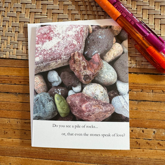 Pile of Rocks Heart Poetry Blank Note Card