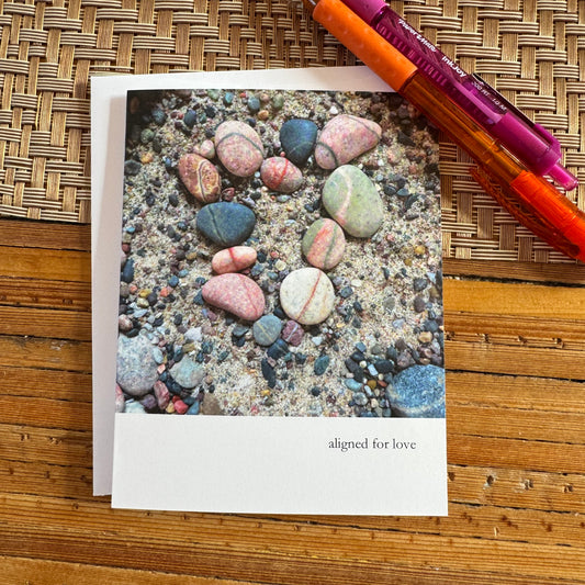 Striped Rocks Heart Poetry Blank Note Card