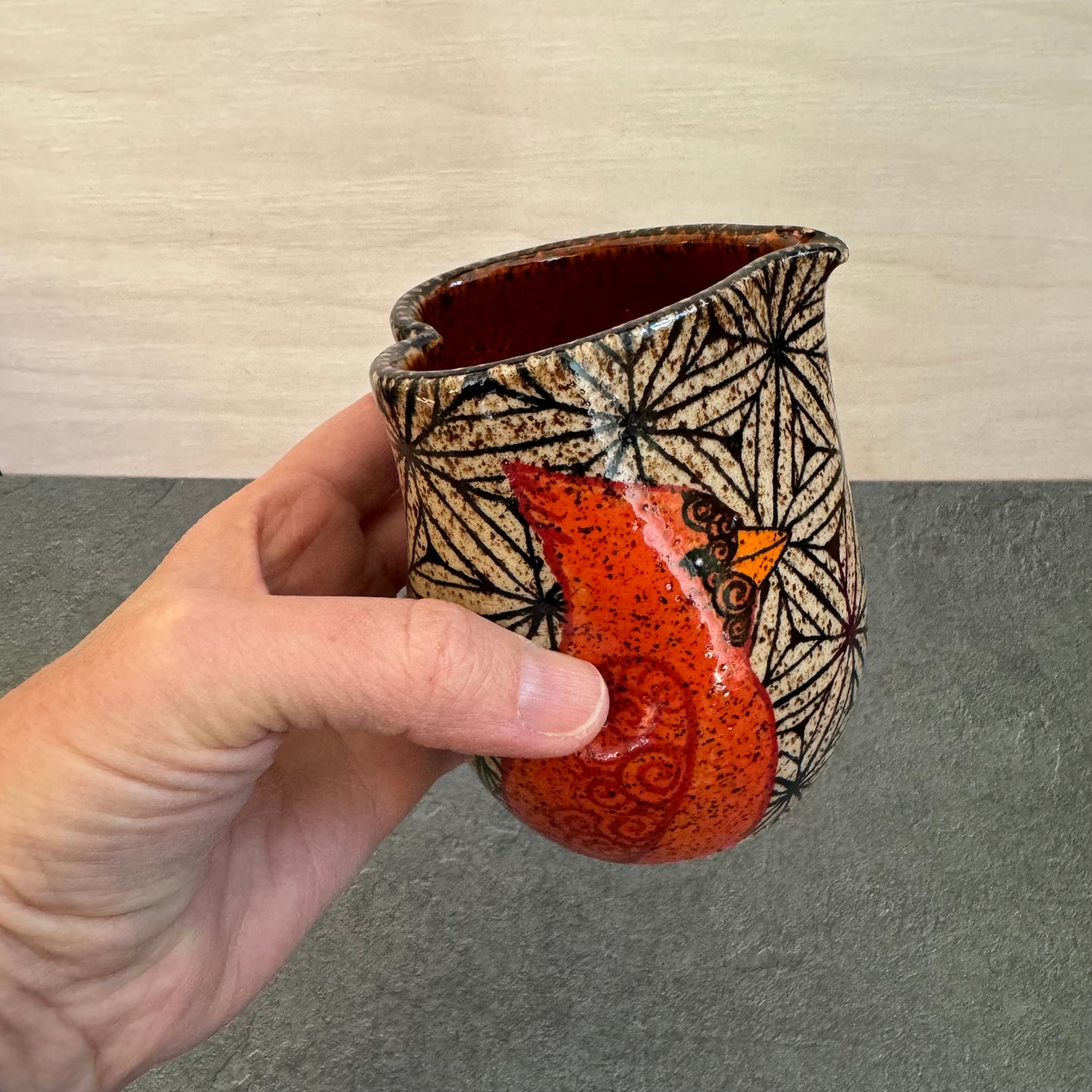 Heart Cup with Red Cardinal