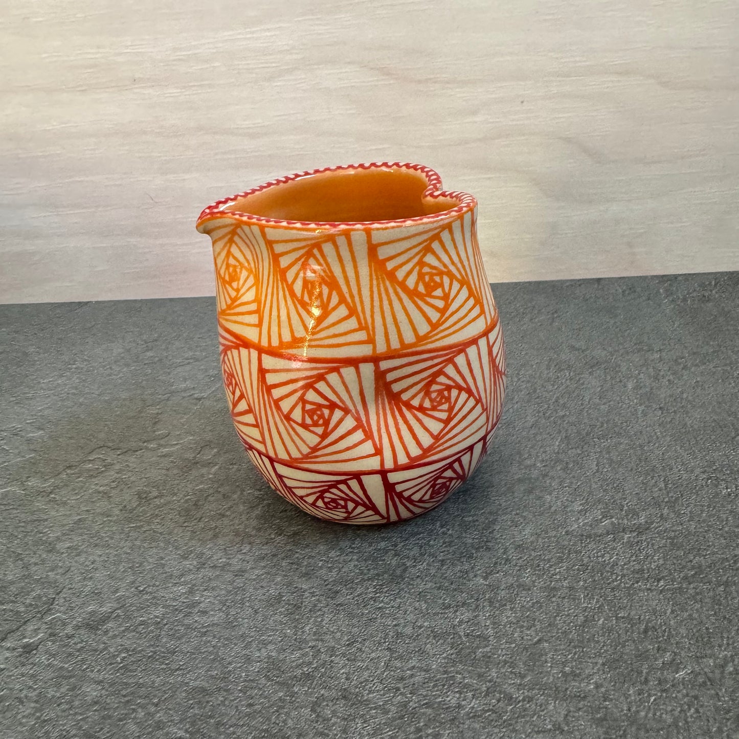 Heart Cup with Red Orange Peach Ombre Design