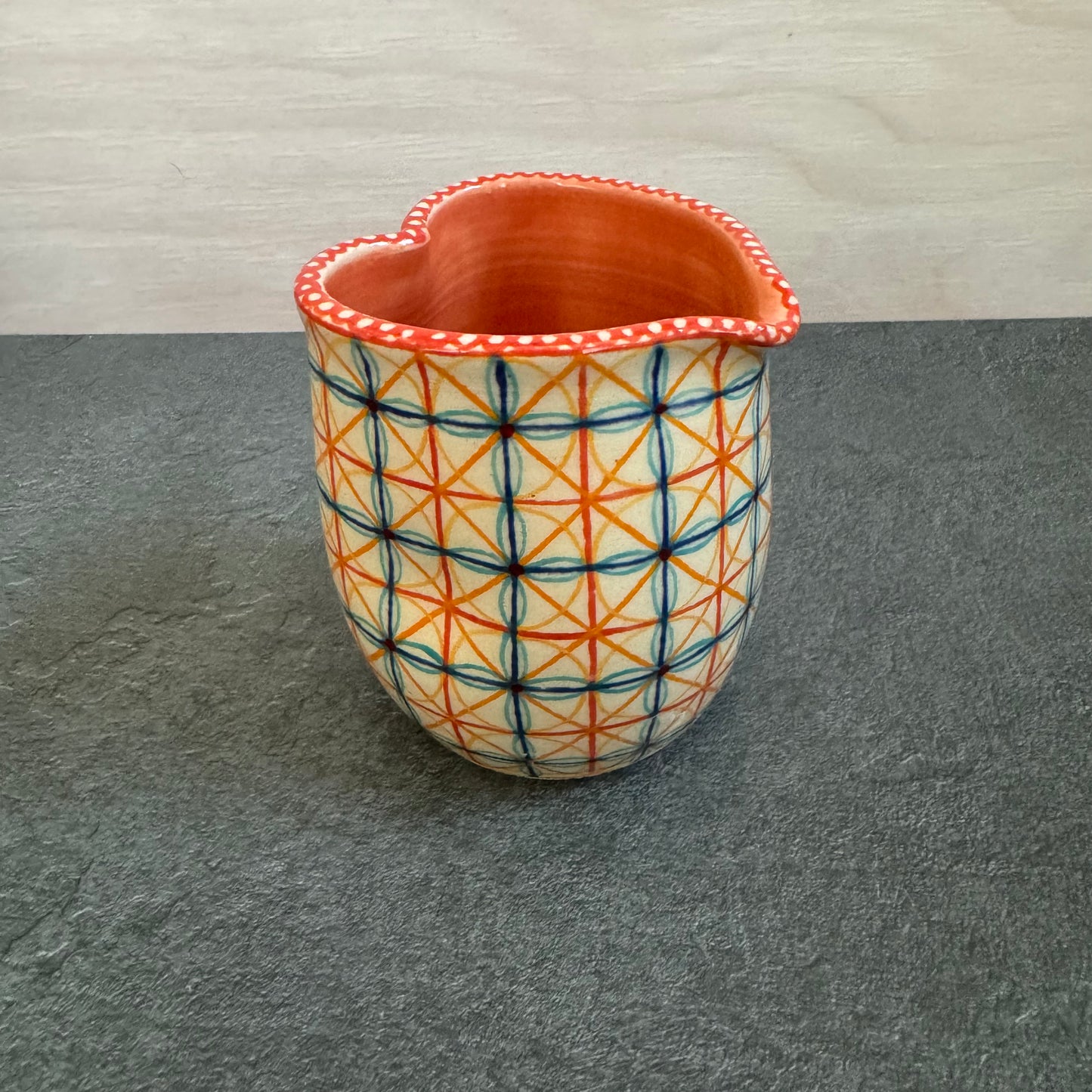 Heart Cup with Colorful Circular Designs