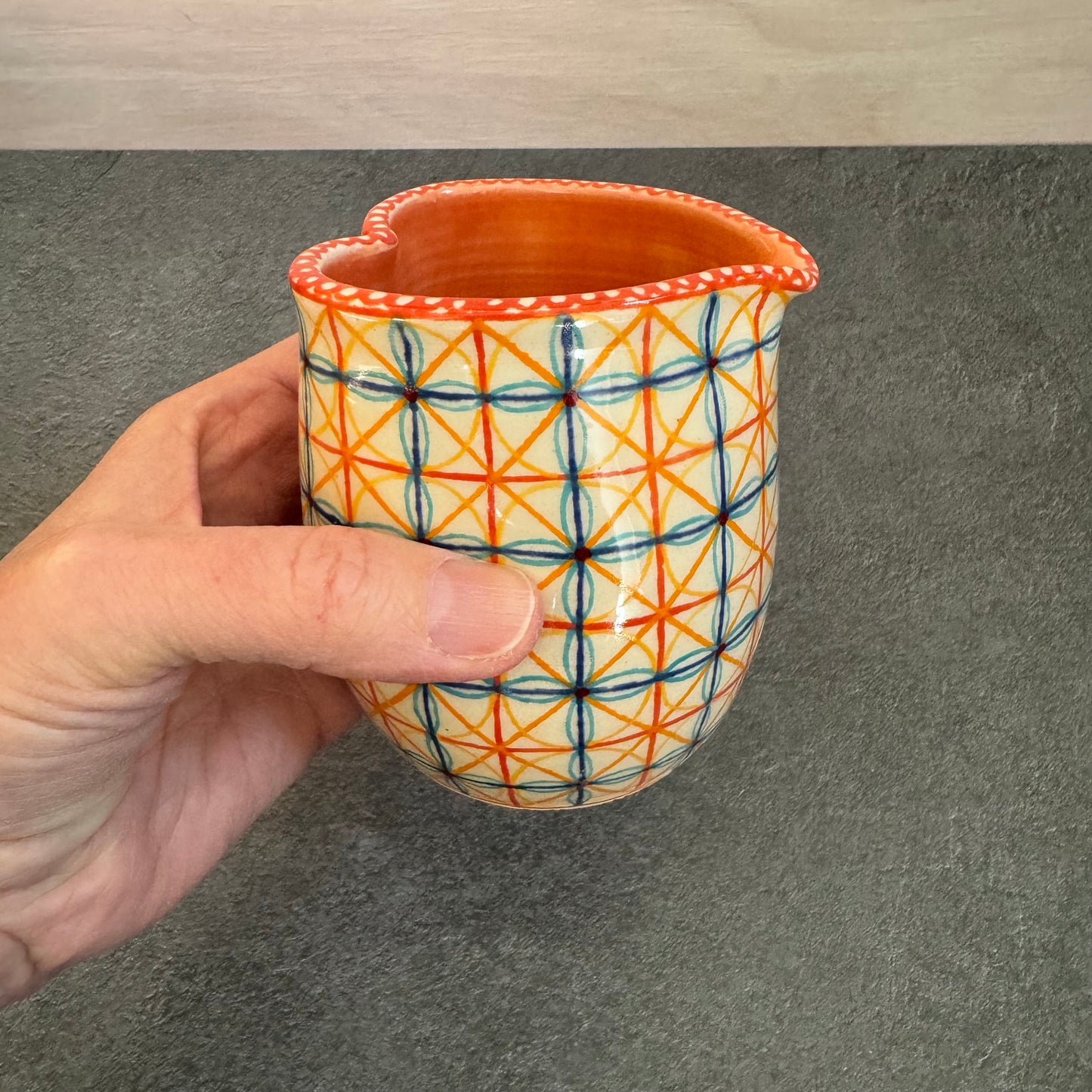 Heart Cup with Colorful Circular Designs