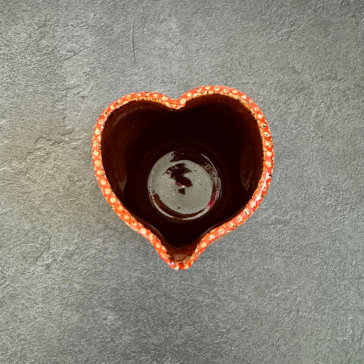 Heart Cup with Orange Triangle Design