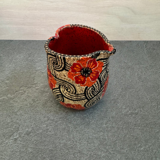 Heart Cup with Red Poppies