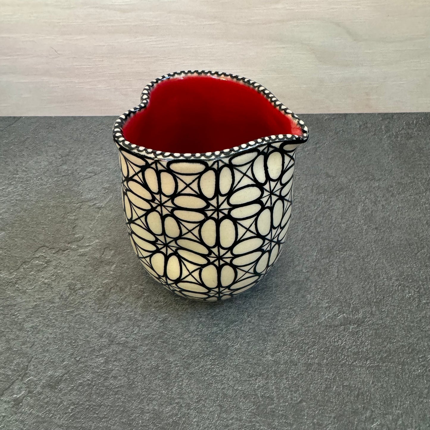 Heart Cup with Black Tangled Circle Design