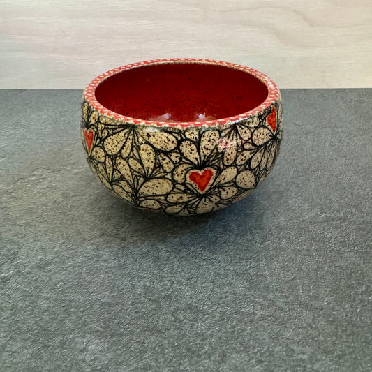 Small Red Hearts Around Bowl
