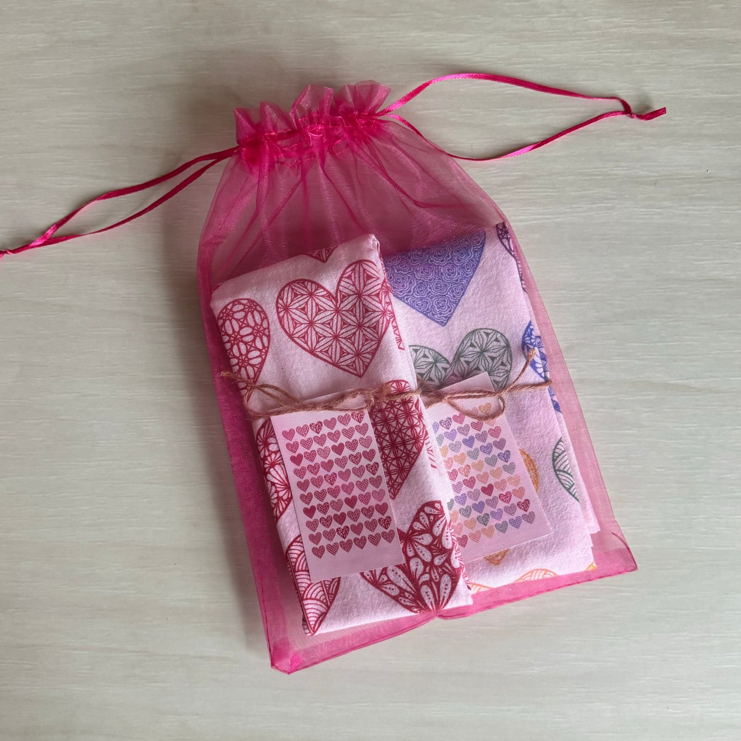 Hearts Gift Pack #3 - Red Hearts Tea Towel + Rainbow Hearts Tea Towel
