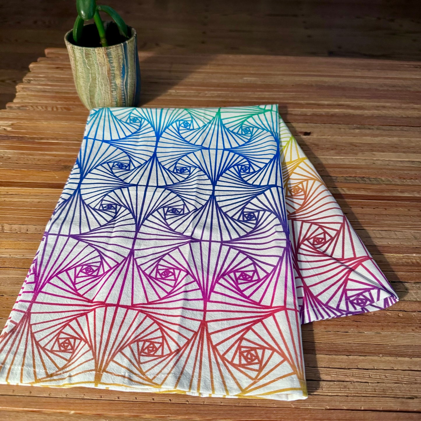 Rainbow Ginko Fans Tea Towel