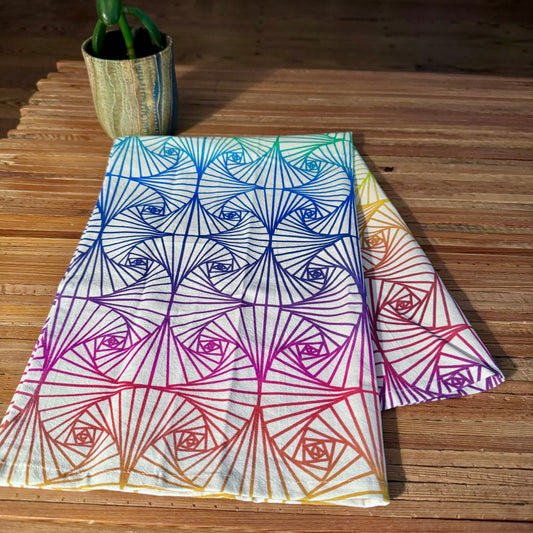 Rainbow Ginko Fans Tea Towel