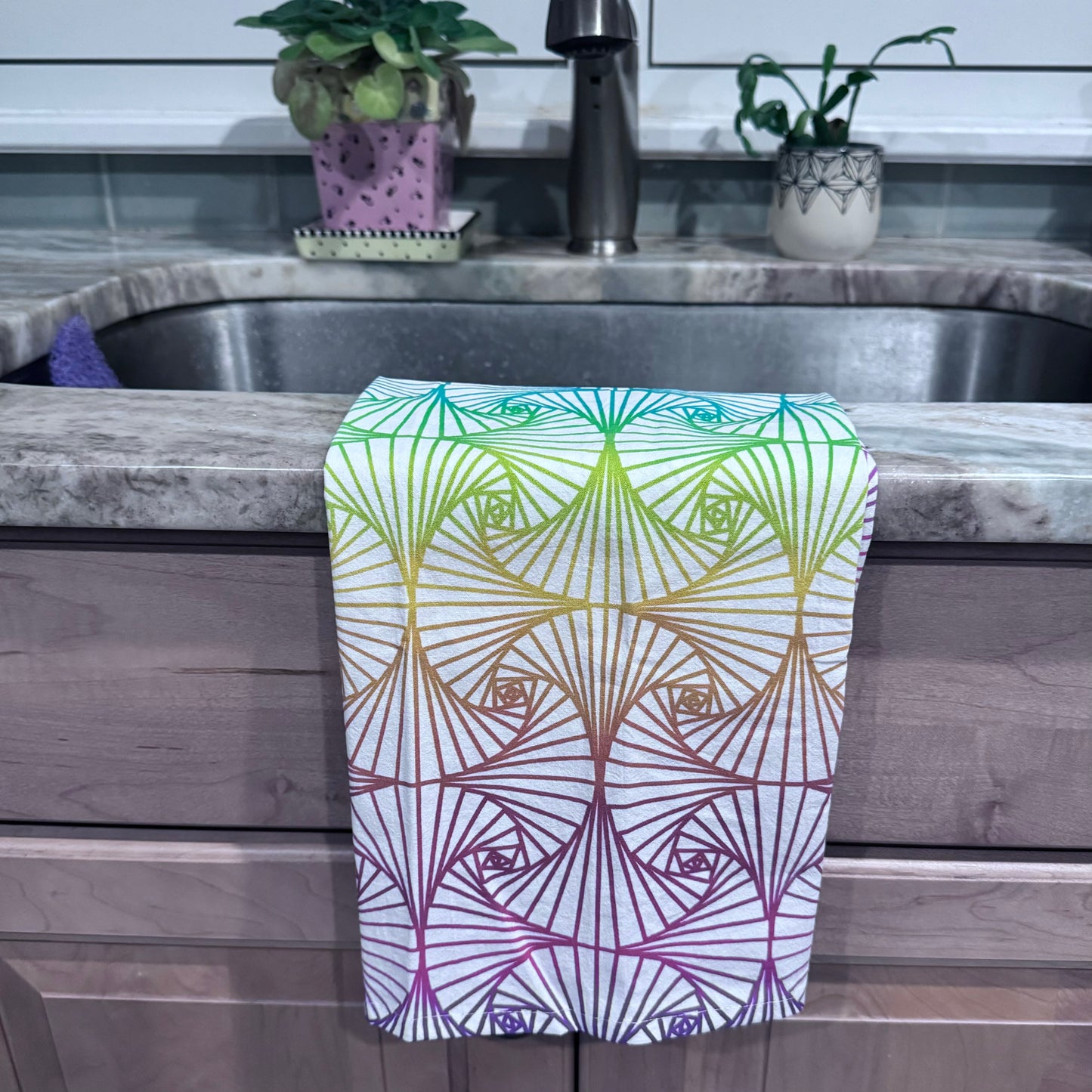Rainbow Ginko Fans Tea Towel