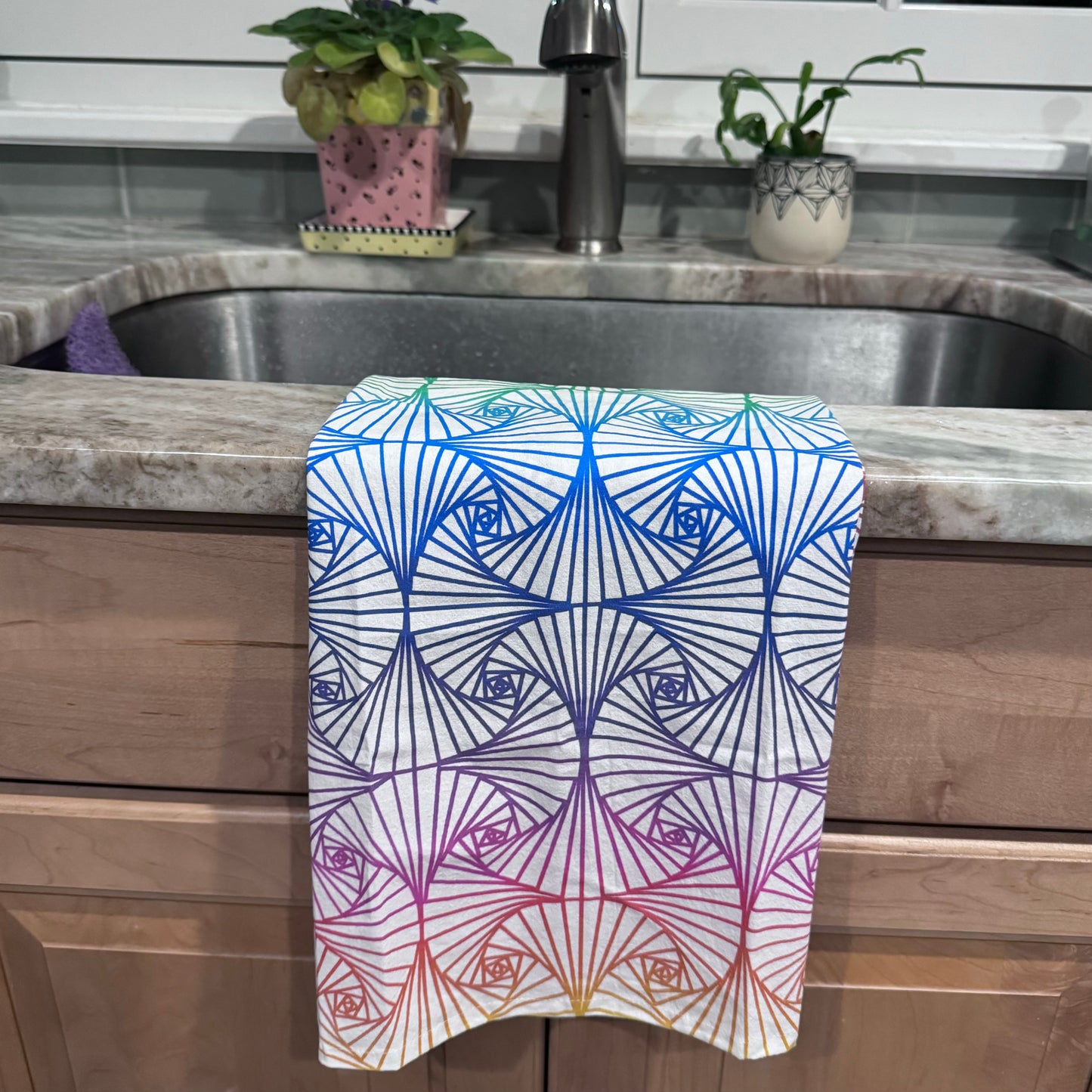 Rainbow Ginko Fans Tea Towel