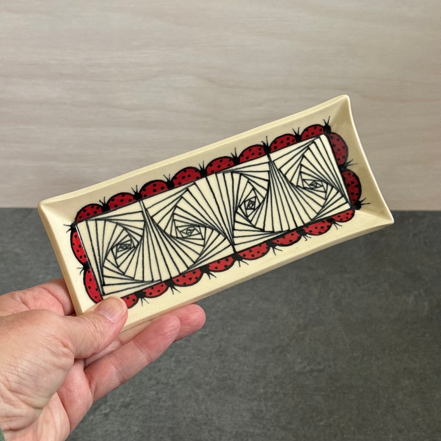 Ladybugs Narrow Oblong Tray - 7 inches