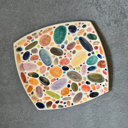 Colorful One-of-a-Kind Rainbow Rocks Tray - 8.25 inches