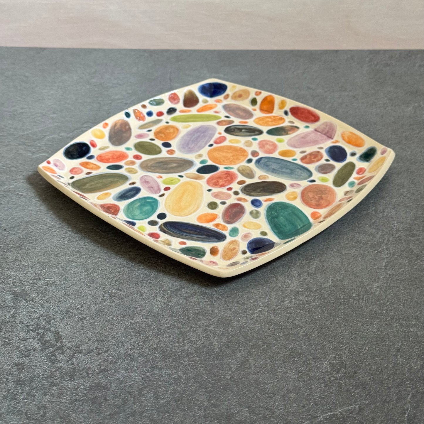 Colorful One-of-a-Kind Rainbow Rocks Tray - 8.25 inches