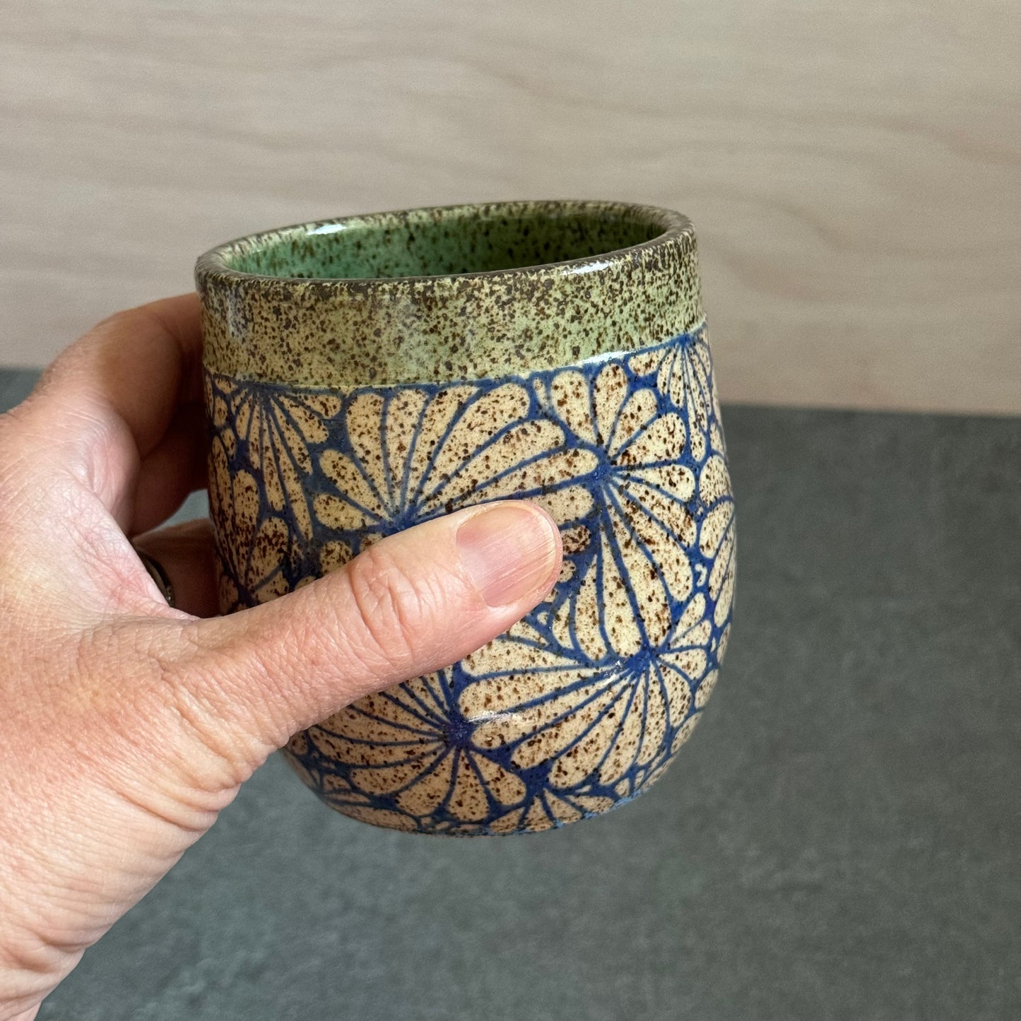 Green and Blue Banded Cup