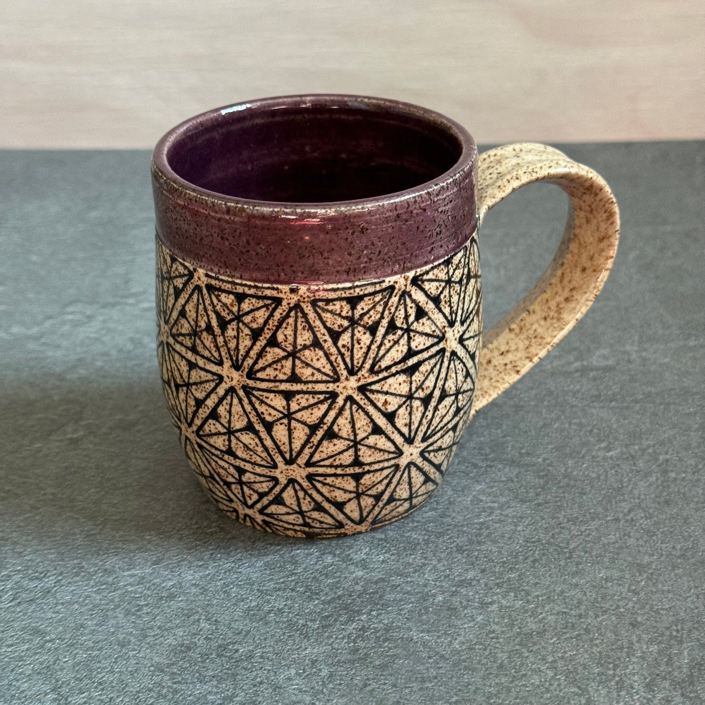 Purple Banded Geometric Mug