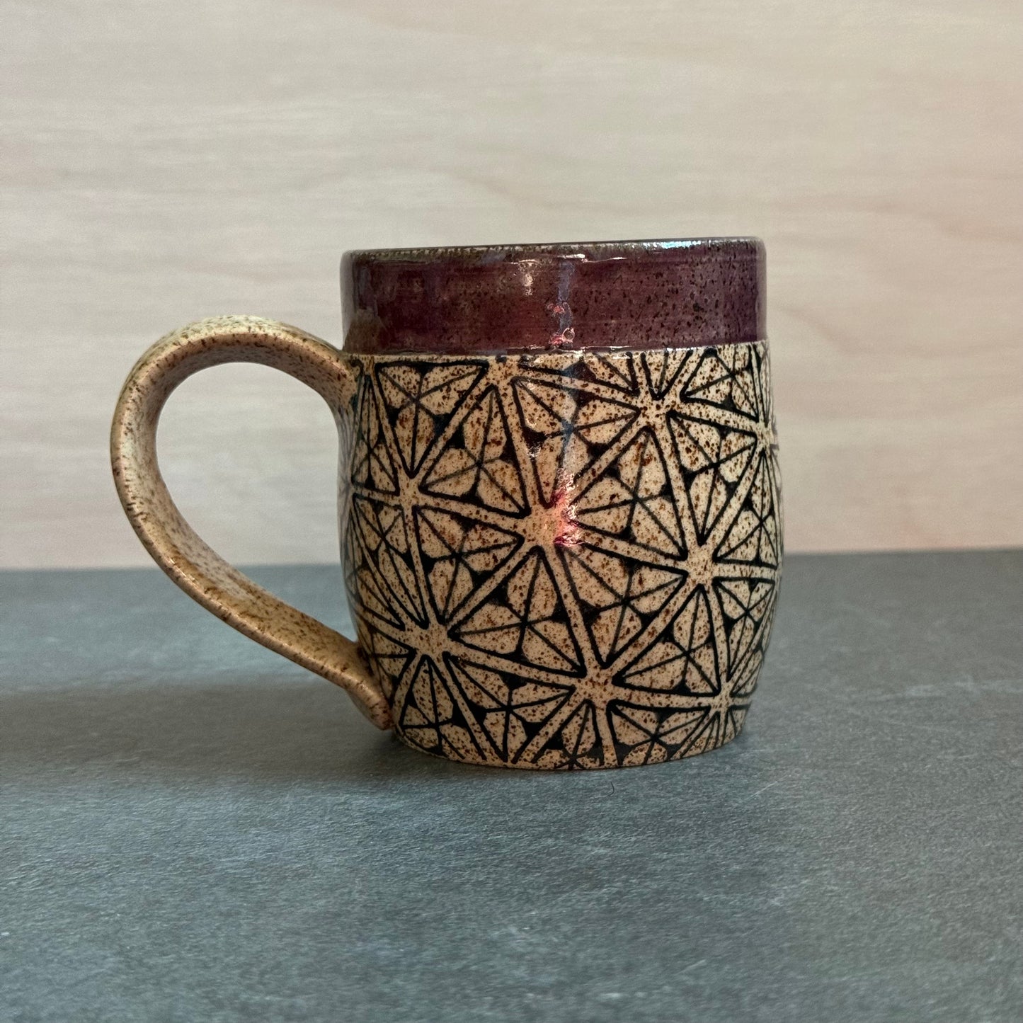 Purple Banded Geometric Mug