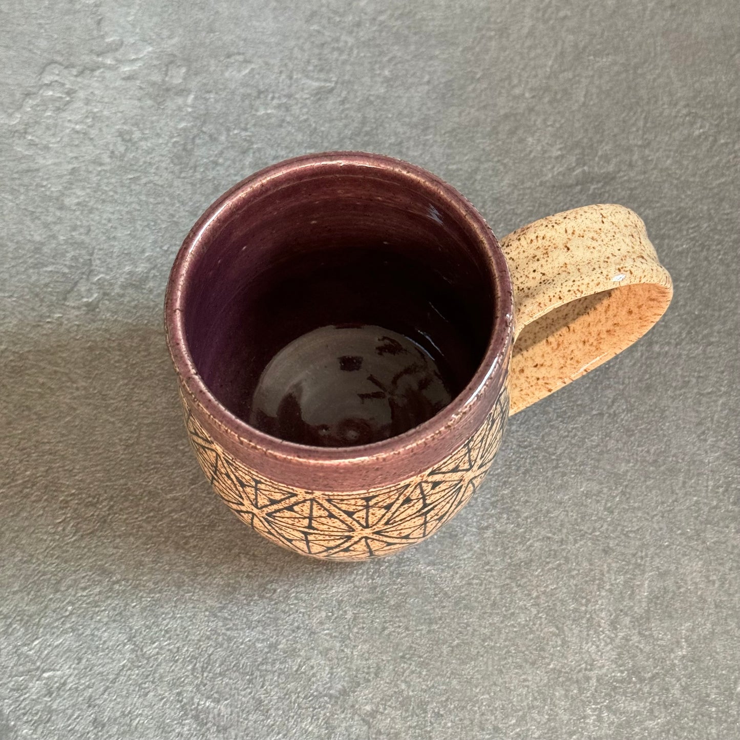 Purple Banded Geometric Mug