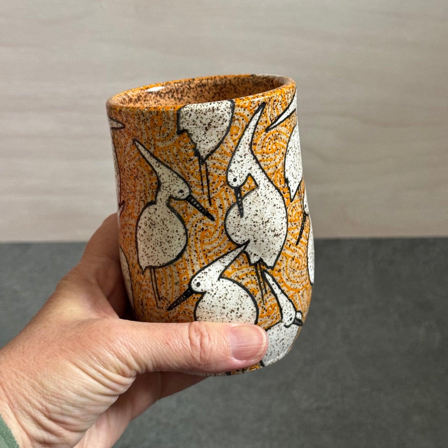Crane Cup with Orange Tangle