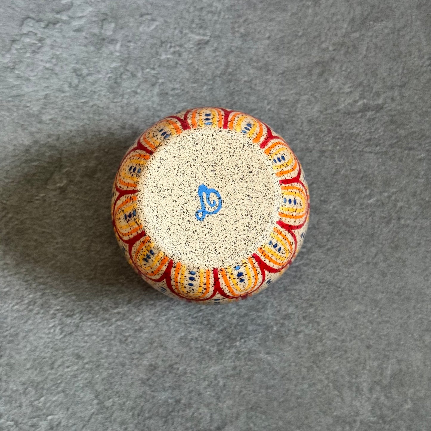 Banded Cup with Red & Orange Rainbow Tangle