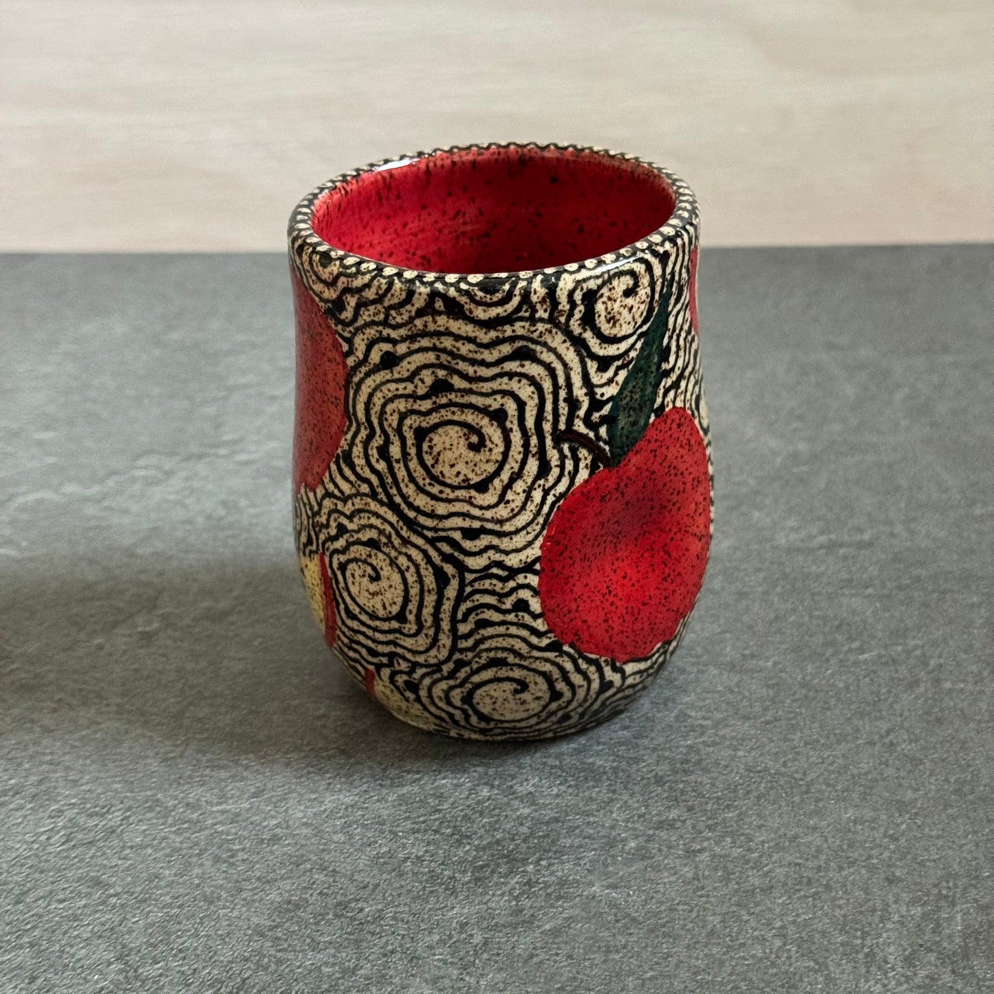Apple Cup with Geometric Tangle