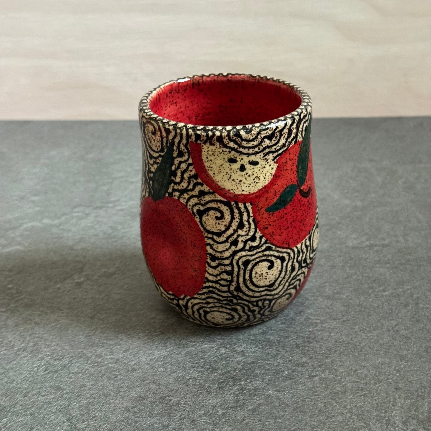 Apple Cup with Geometric Tangle