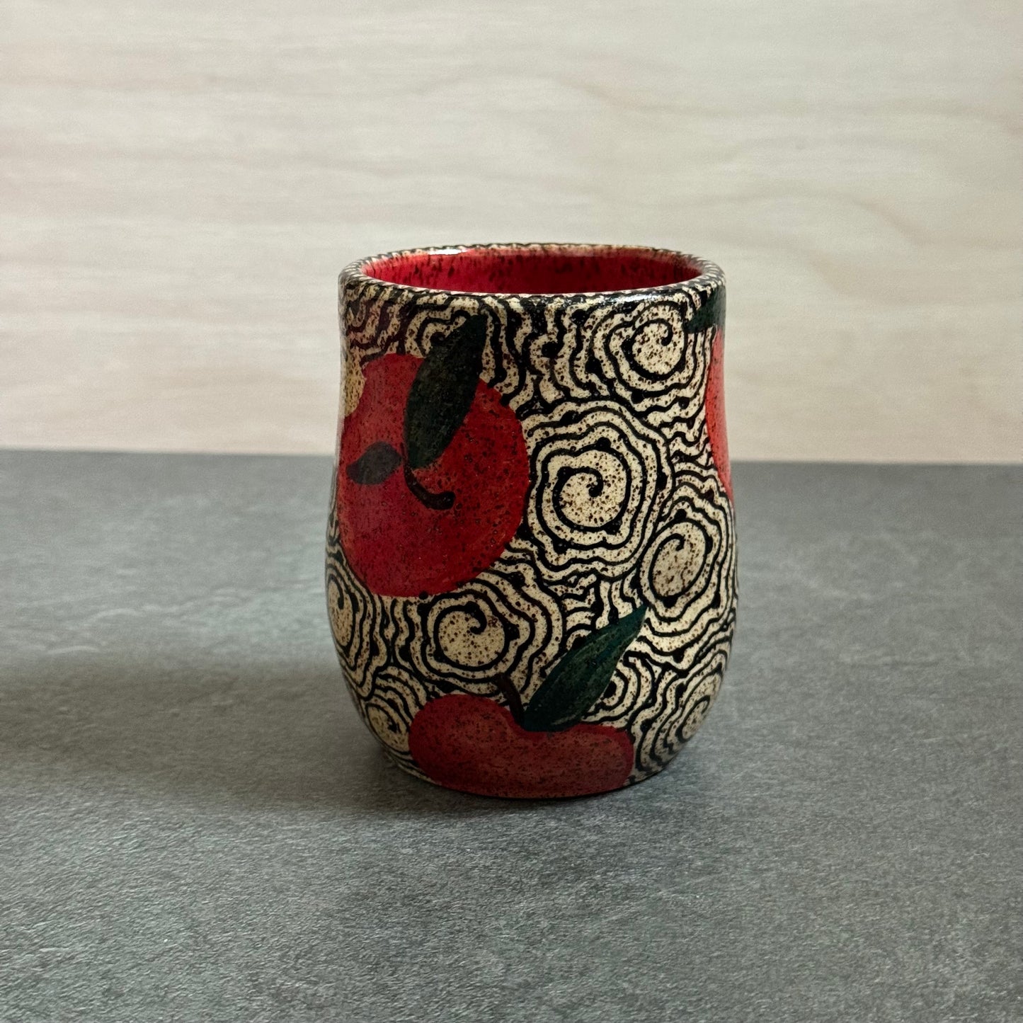 Apple Cup with Geometric Tangle